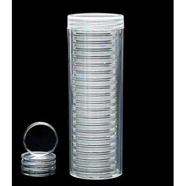 Imagem de 20 porta-cápsulas de moedas, ajuste direto, 18 mm, com tubo de armazenamento
