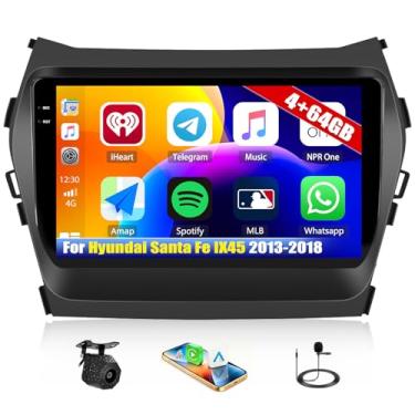 Imagem de [4+64G] Rádio estéreo para carro Android 15 para Hyundai Santa Fe IX45 2013-2018 com carro sem fio e Android Auto, rádio de carro de 22 polegadas com link espelhado Bluetooth FM/RDS WiFi GPS EQ DSP