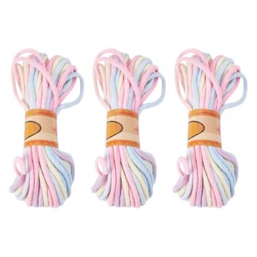 Imagem de 3 pacotes de corda de macramê de 3 mm, cordão de macramê para pendurar na parede, faça você mesmo, sacos trançados, pendurar na parede, apanhador de sonhos, artesanato, festa de tricô, azul, cerca de