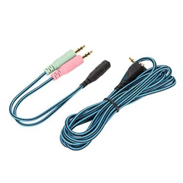 Imagem de SUNGOOYUE Cabo de áudio de Fone de Ouvido para Arctis 3, 5, 7, Pro, Fio de Cobre Trançado Sem Oxigênio de 78,7 Polegadas Com Interruptor Mudo, Azul