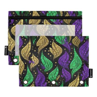 Imagem de Wassud Pacote com 2 pastas de fichário com estampa de flor abstrata, pastas de bolso com 3 furos, organizador de fichários para casa, escritório