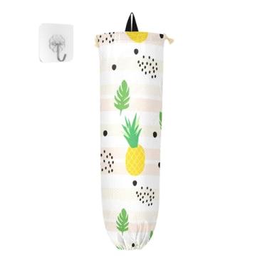 Imagem de xigua Suporte de parede para saco de plástico de abacaxi amarelo com cordão, pacote com 2, organizador de sacolas de compras reutilizáveis, decoração para bolsas, meias, roupas íntimas e gravatas