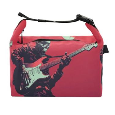 Imagem de STAYTOP Lancheira legal de esqueleto tocando guitarra com fivela, lancheira isolada para meninos e meninas, lancheira térmica para trabalho escolar