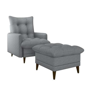 Imagem de Poltrona de Amamentação Montreal com Puff - Suede Cinza, Reclinável, Madeira Maciça, Suporta 110kg - Conforto para Mães, Sala de Estar e Cantinho de Leitura(Cinza)