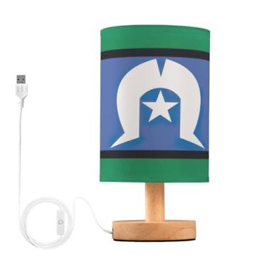 Imagem de Joisal Abajur de mesa de cabeceira com bandeira dos ilhéus do Estreito de Torres, abajur de mesa para escritório, dormitório essencial