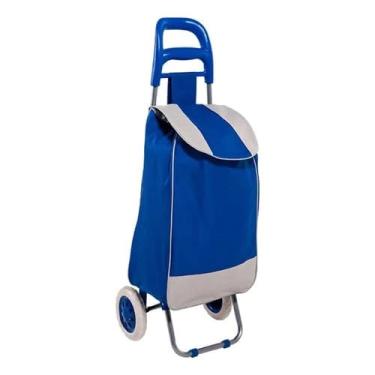 Imagem de Carrinho de Feira Dobrável com 2 Rodas, Estrutura Metal Reforçado, Tecido Impermeável, Capacidade 30kg, 96x36x28cm