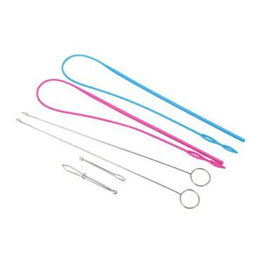 Imagem de Naroote Kit de Laço de Costura de Aço Inoxidável 6 Peças Ferramentas Completas para Rosqueamento Rápido-braçadeira Elástica, Enfiador de Corda Fechada, Enfiador de Cordão de Plástico