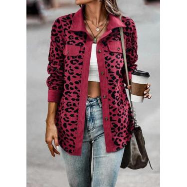 Imagem de Jaqueta Bomber Elegante Feminina Com Estampa De Leopardo, Estilo Casua