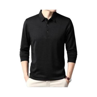 Imagem de Camiseta polo casual masculina de manga comprida verão confortável top