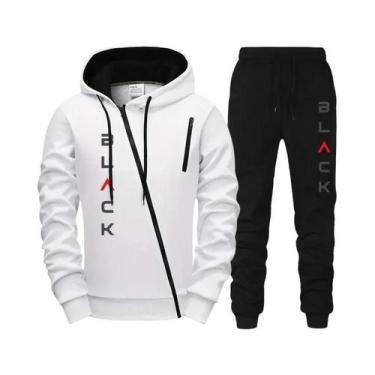 Imagem de Conjunto De Moletom Masculino Preto Com Jaqueta Com Zíper E Calças Jog