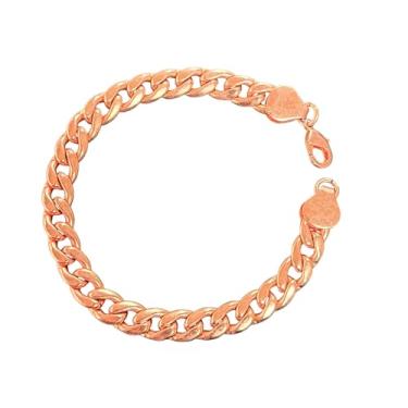 Imagem de SUNYARAN Pulseira de elos cubanos grandes de cobre puro com fecho de lagosta 22 cm de comprimento conjunto de joias de cobre sólido presente para mulheres e homens