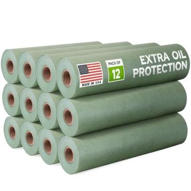 Imagem de Paclord Papel de máscara verde de 23 x 60 jardas (55 m) com proteção extra de óleo para indústrias de pintura automotiva (pacote com 12) - Papel de máscara feito nos EUA para pintar carros, proteção