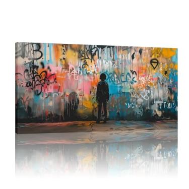 Imagem de Arte para paredes, tela de arte de parede de grafite, impressões de Banksy, arte de parede de grafite, decoração de parede de arte Banksy, mural Banksy - (25 x 50 cm) sem moldura 10 x 20 polegadas