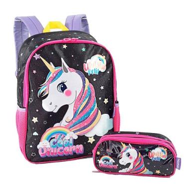 Imagem de kit2 Mochila e Estojo do Unicórnio Sweet Dreams Cool Unicorn - UP4YOU,