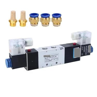 Imagem de 4V330C-10 4V330E-10 4V330P-10 3 posições 5 portas válvulas solenoide ar válvulas de controle pneumático (4V330E-10 PC10-03, AC220V)