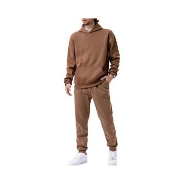 Imagem de Conjunto De Moletom Masculino Outono Inverno 2025 Em Cores Sólidas Tam