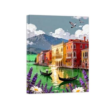 Imagem de Pôster paisagem - Canal Cidade Venice - Impressões em Tela - Imagem Moderna Natureza para Sala de Estar Decoração 30x40cm Tela Embrulhada