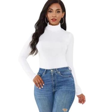 Imagem de Blusa Feminina Cacharrel Justa Manga Longa Gola Alta Basica Frio - Con