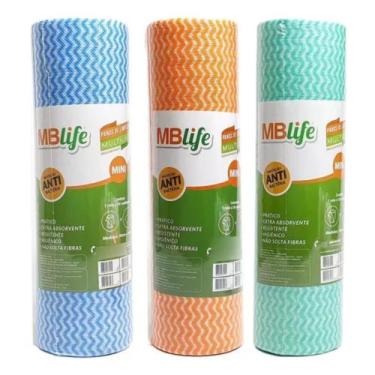 Imagem de Pano de Limpeza Microfibra Multiuso Rolo MBlife Azul Laranja ou Verde 