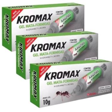 Imagem de Mata Formigas Gel Kromax Seringa 10gr un, kit3unidades