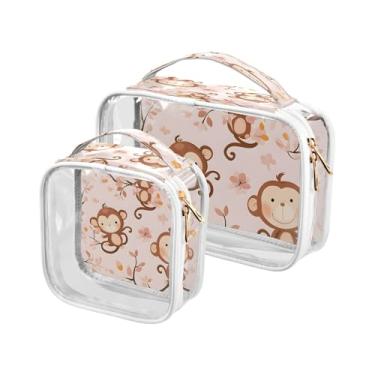 Imagem de xigua Linda bolsa de maquiagem de macaco para mulheres, bolsa de cosméticos de viagem, bolsa de higiene portátil à prova d'água para viagens, férias, organização de banheiro