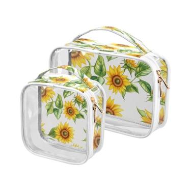 Imagem de xigua Bolsa de maquiagem de girassóis para mulheres, bolsa de cosméticos de viagem, bolsa de higiene portátil à prova d'água para viagens, férias, organização de banheiro