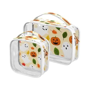Imagem de xigua Bolsa de maquiagem de fantasmas de Halloween para mulheres, bolsa de cosméticos de viagem, bolsa de higiene portátil à prova d'água para viagens, férias, organização de banheiro