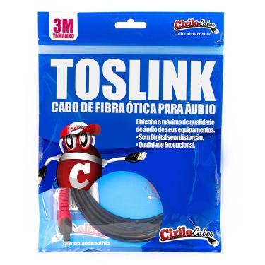 Imagem de Cabo Óptico Digital Toslink - 3 Metros - Cirilo Cabos