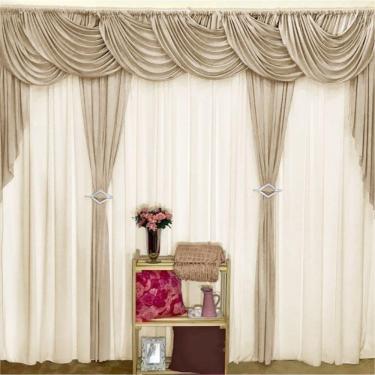 Imagem de Cortina Mara Duplo Malha Gel 3,00M X 2,60M Avelã e Palha