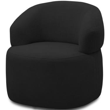 Imagem de Poltrona Giratória Sala De Estar Living Orgânico Carmen F04 Veludo Preto - Lyam Decor