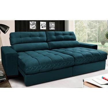 Imagem de Sofá Retrátil E Reclinável Com Molas Ensacadas Cama Inbox Master 2,72m Tecido Velusoft Petróleo