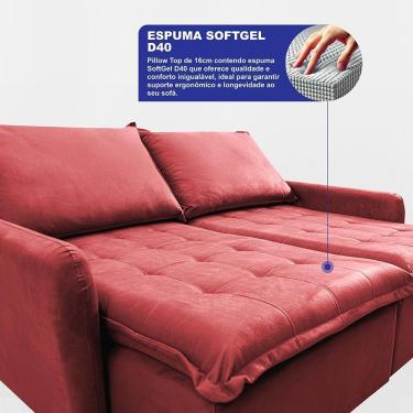 Imagem de Sofá Sem Caixa Retrátil 1,80m Softgel Luna Velusoft Vermelho Cama Inbox