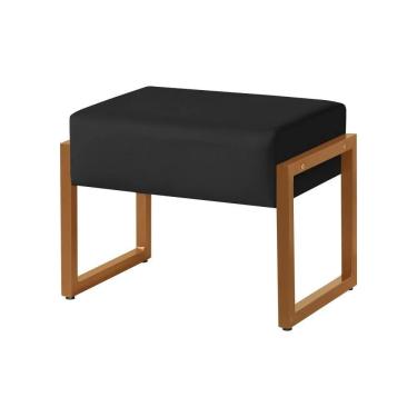Imagem de Puff Decorativo Vegas Estofado Base De Ferro Veludo Preto