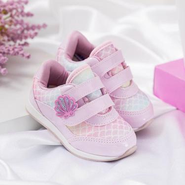 Imagem de Tênis Bebê Menina Pinokio Sereia Com Concha E Glitter - Conforto E Magia No Caminhar-Feminino
