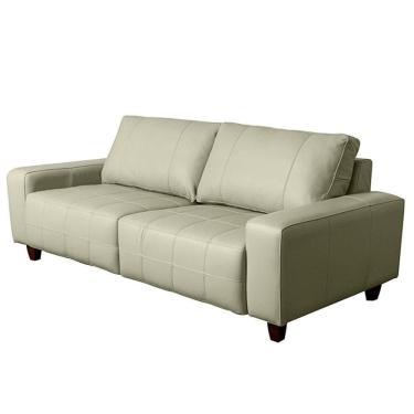 Imagem de Sofá 3 Lugares Living Pés Madeira 200cm Phill S07 Couro Off - Mpozenato