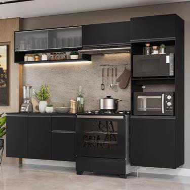 Imagem de Armário de Cozinha Completa 260 cm Suspenso Preto Nice Madesa 11