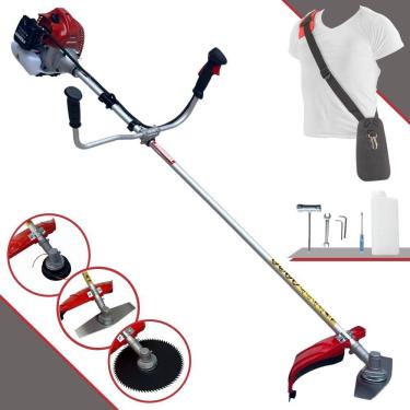 Imagem de Roçadeira Profissional Kawashima BCJ431L 2 Tempos 43cc 1,7HP de Potência Cortador de Grama Com Cabeçote de Nylon + Lâmina 2 Pontas + Lâmina 80 Dentes