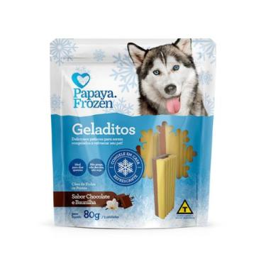 Imagem de Petisco Refrescante Snack Gelado Papaya Frozen Geladitos 80g para Cães