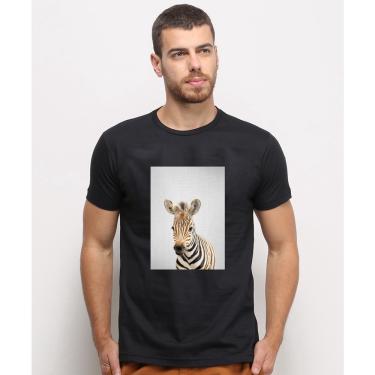 Imagem de Camiseta masculina Preta algodao Zebra Filhote Fofo Animais Fofos