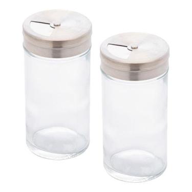 Imagem de Kit 2 Porta Tempero e Condimentos de Vidro com Tampa em Metal 100ml Ly