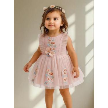 Imagem de Vestido Jardim Encantado Infantil Bebê Papilloo, 03M