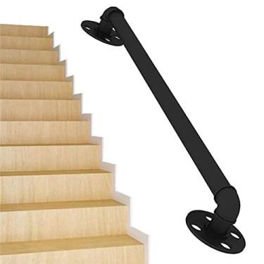 Imagem de Pkfinrd Corrimão de escada para ambientes internos e externos em ferro forjado Trilhos antiderrapante kit de suporte de trilho para idosos (tamanho : 130 cm)
