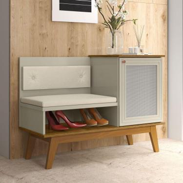 Imagem de Sapateira E Banco Charlotte Com 1 Porta Offwhite Rede Móveis