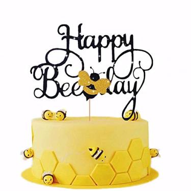 Imagem de LaVenty Happy Bee Day Cachecol de bolo de abelha com tema de abelha para festa e decoração de abelhas