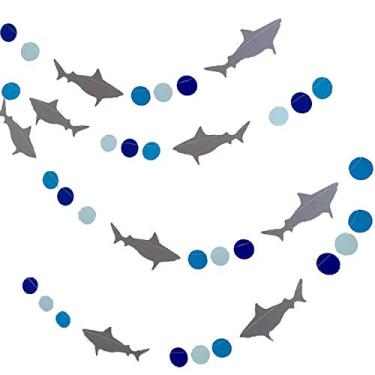 Imagem de Shark Banner, Shark Garland, Ocean Animals/Baby Shark/Under The Sea/Summer Beach Bach/Swimming Pool/Hawaii Luau/Shark Doo Doo Theme Baby Shower Birthday Party Supplies Decorations