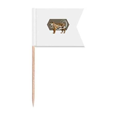 Imagem de Feline Tigers Fierce Wings Bandeiras para palito de dente com marcação de rotulagem para bolo de festa, comida e queijos