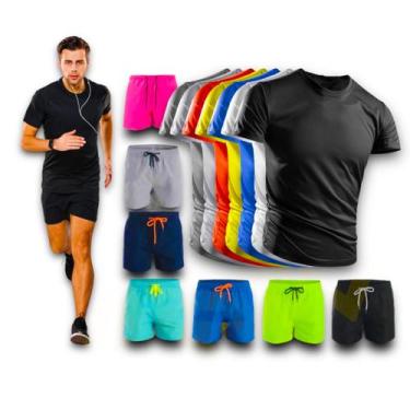 Imagem de Kit Shorts Bermuda + Camiseta Fitness Corrida Masculina Algodão 303 -