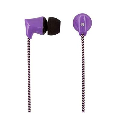 Imagem de Fones de ouvido de plástico com cabo trançado, roxo,