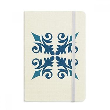 Imagem de Caderno decorativo Marrocos com estampa azul floral oficial de tecido capa dura clássico diário diário