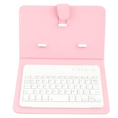 Imagem de Labuduo Teclado sem fio, leve, compacta, resistente à poeira, capa de teclado Bluetooth, para telefone doméstico (rosa)
